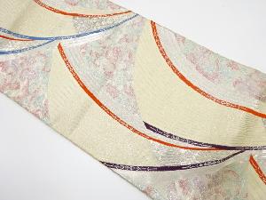 アンティーク　プラチナ箔　唐花に抽象模様織り出し袋帯（材料）